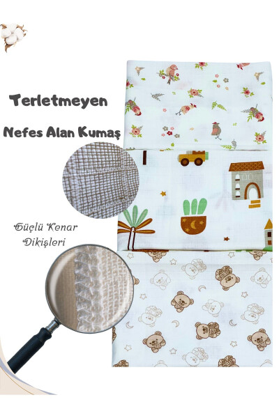 Müslin Battaniye 3'lü Set (80X80CM) | oeko-tex Müslin Kumaş | Yenidoğan Bebek İçin Yumuşak Havlu, Kundak - 2