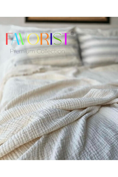 Muslin Double Bed King Size Natural Organic Bedspread (WITH PILLOWCASE GIFT) - 1