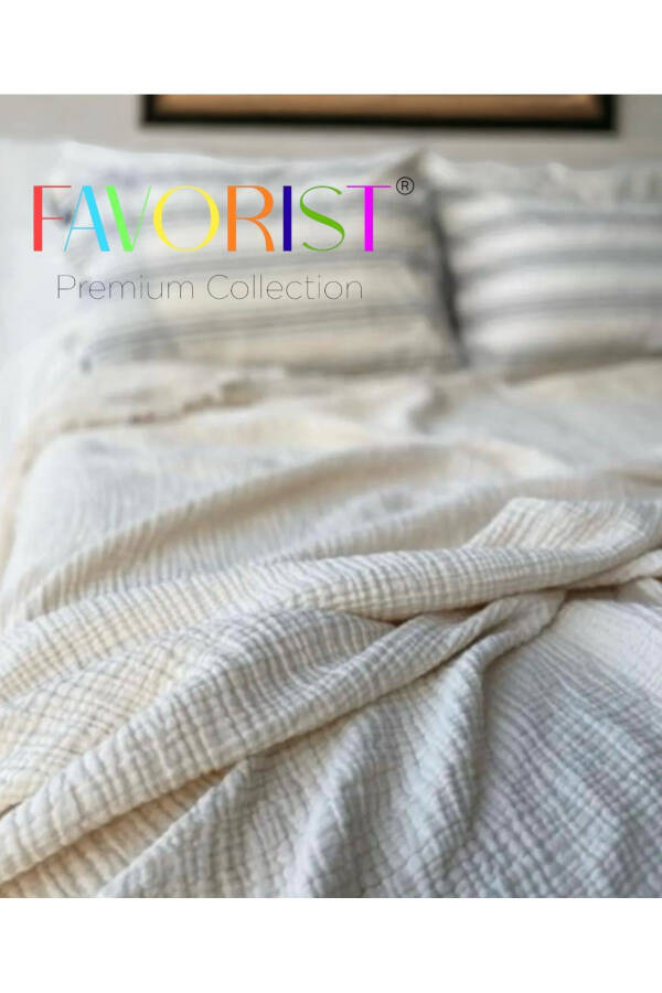 Muslin Double Bed King Size Natural Organic Bedspread (WITH PILLOWCASE GIFT) - 1