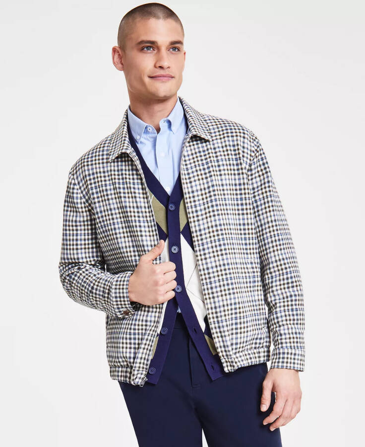 Мужская клетчатая куртка Harrington, созданная для Macy's Зимняя слоновая кость - 3