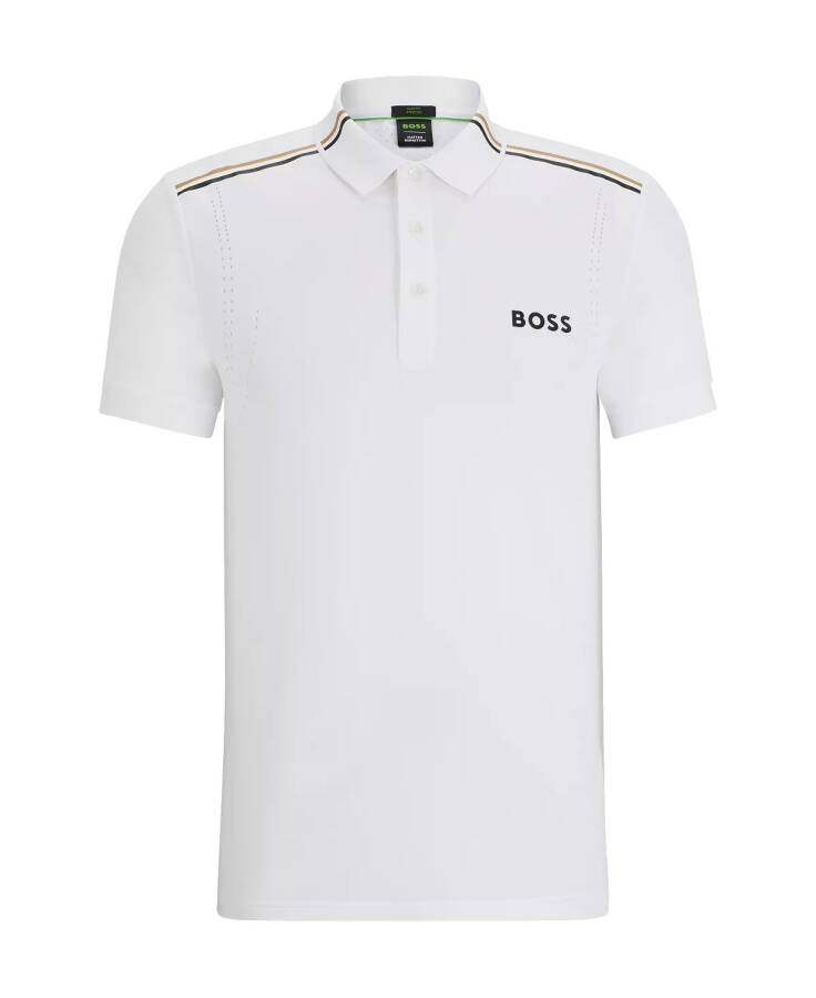 Мужская поло-рубашка в полоску Slim Fit Matteo Berrettini Signature White - 7