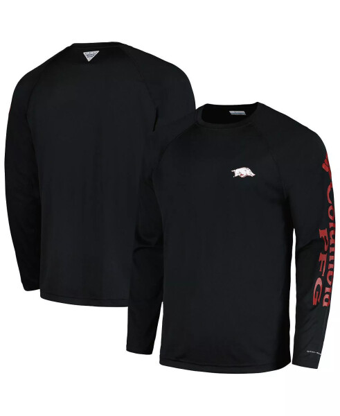 Мужская черная футболка с длинным рукавом Arkansas Razorbacks Terminal Tackle Omni-Shade Raglan Black - 1