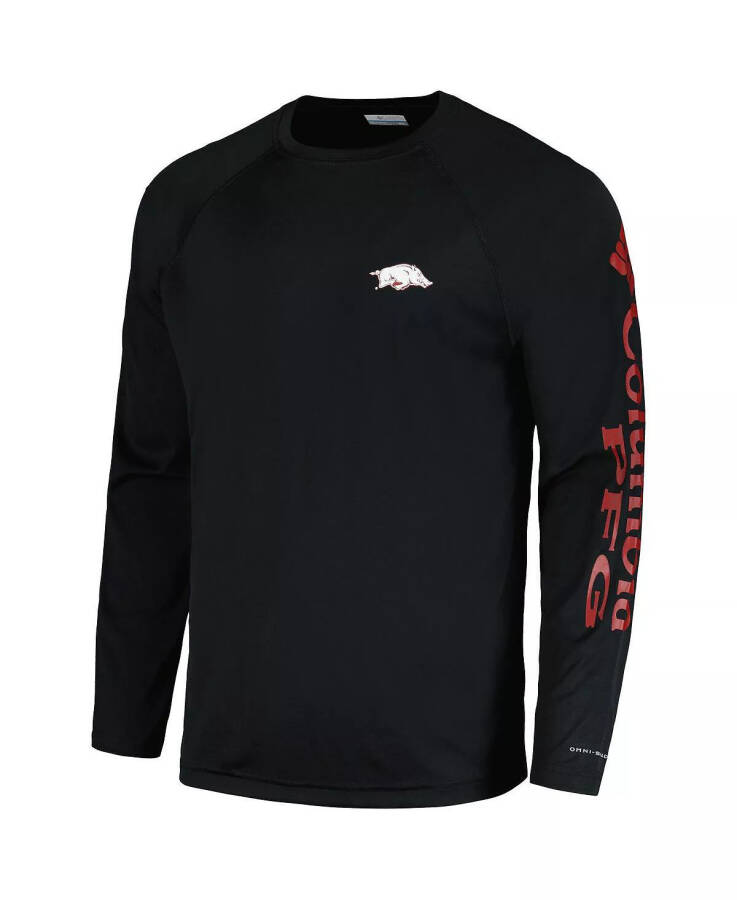 Мужская черная футболка с длинным рукавом Arkansas Razorbacks Terminal Tackle Omni-Shade Raglan Black - 3