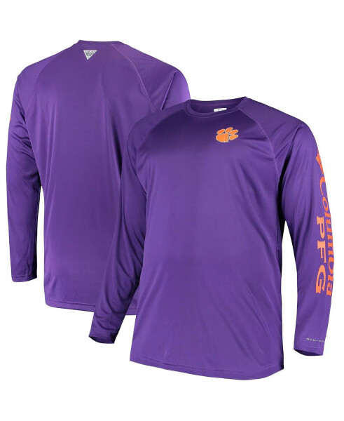 Мужская фиолетовая футболка Clemson Tigers Big and Tall Terminal Tackle с длинным рукавом Omni-Shade Purple - 4