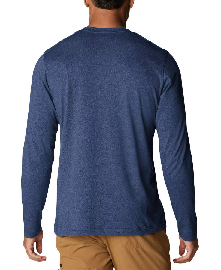 Мужская футболка Henley с длинным рукавом с логотипом Thistletown Hills Tech Dark Mountain Heather, Sky Blue - 3