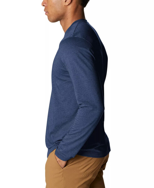 Мужская футболка Henley с длинным рукавом с логотипом Thistletown Hills Tech Dark Mountain Heather, Sky Blue - 4