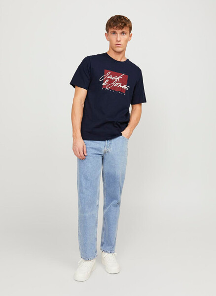 Мужская футболка Jack & Jones с круглым вырезом темно-синего цвета JJZURI TEE SS CREW NECK LN - 5