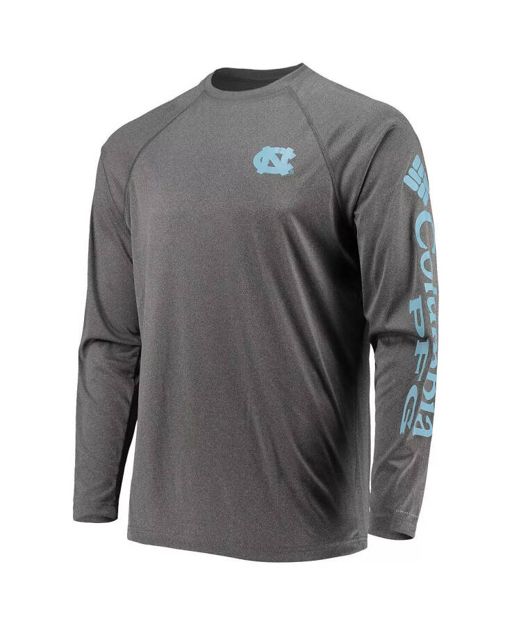 Мужская футболка с длинным рукавом Heathered Charcoal North Carolina Tar Heels PFG Terminal Tackle Raglan Omni-Shade Heather Charcoal - 3