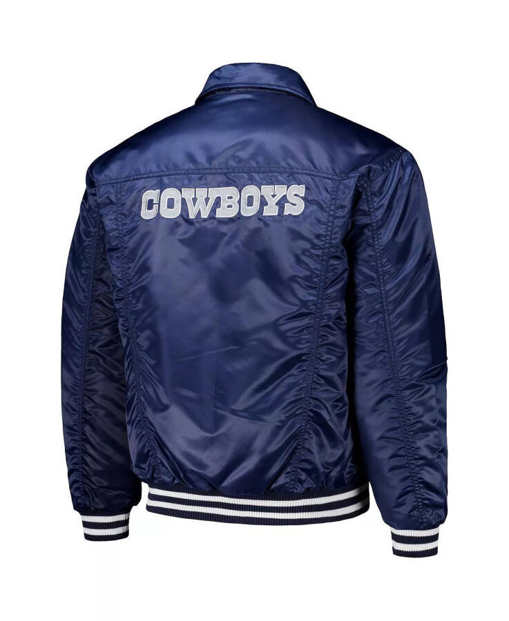 Мужская куртка-бомбер Dallas Cowboys Silver Tab Trucker от Starter Navy с полной застежкой-кнопкой Navy - 3