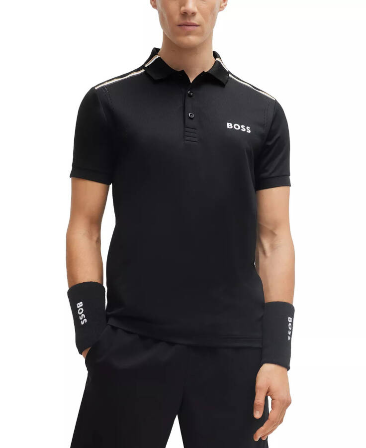 Мужская поло-рубашка в полоску Matteo Berrettini Slim-Fit Black - 1