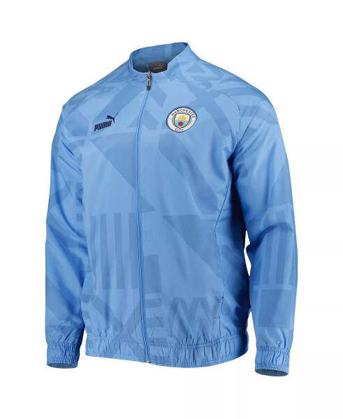 Мужская светло-голубая тренировочная куртка Manchester City Pre-Match Raglan с полной молнией светло-голубая - 3