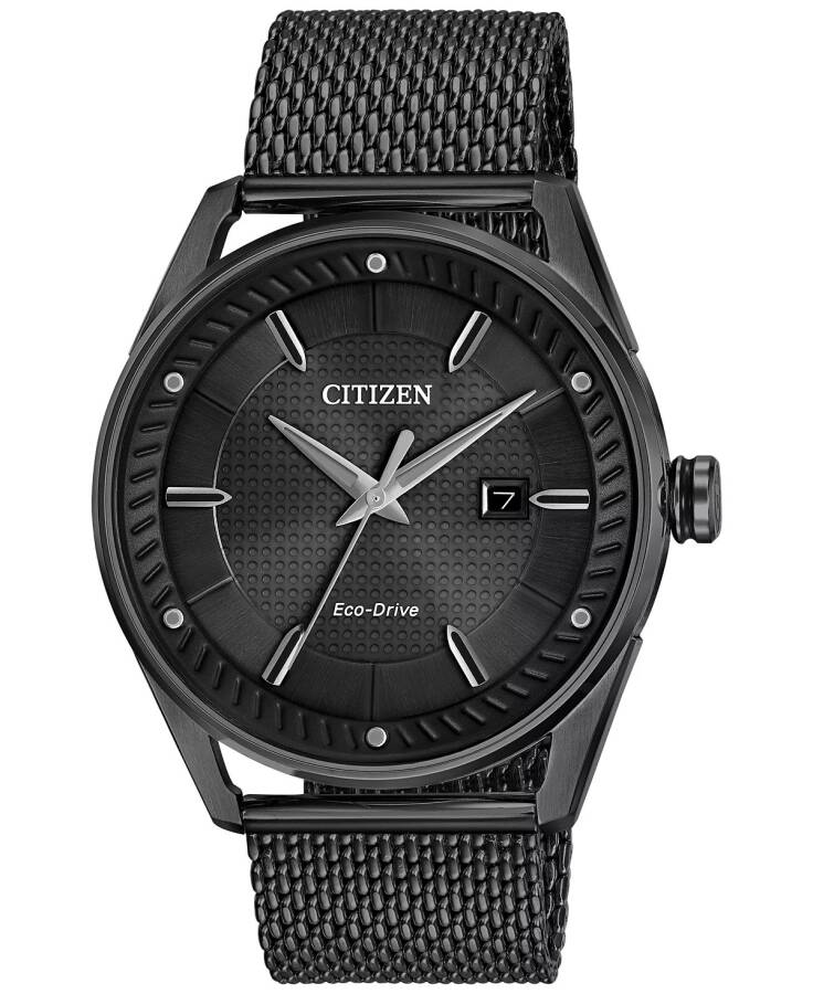 Мужские часы Citizen Eco-Drive с черным сетчатым браслетом из нержавеющей стали 42 мм черный - 1