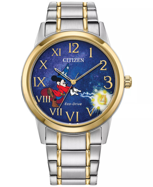 Мужские часы Eco-Drive Apprentice Sorcerer Mickey с браслетом из нержавеющей стали двухцветные 40 мм - 1