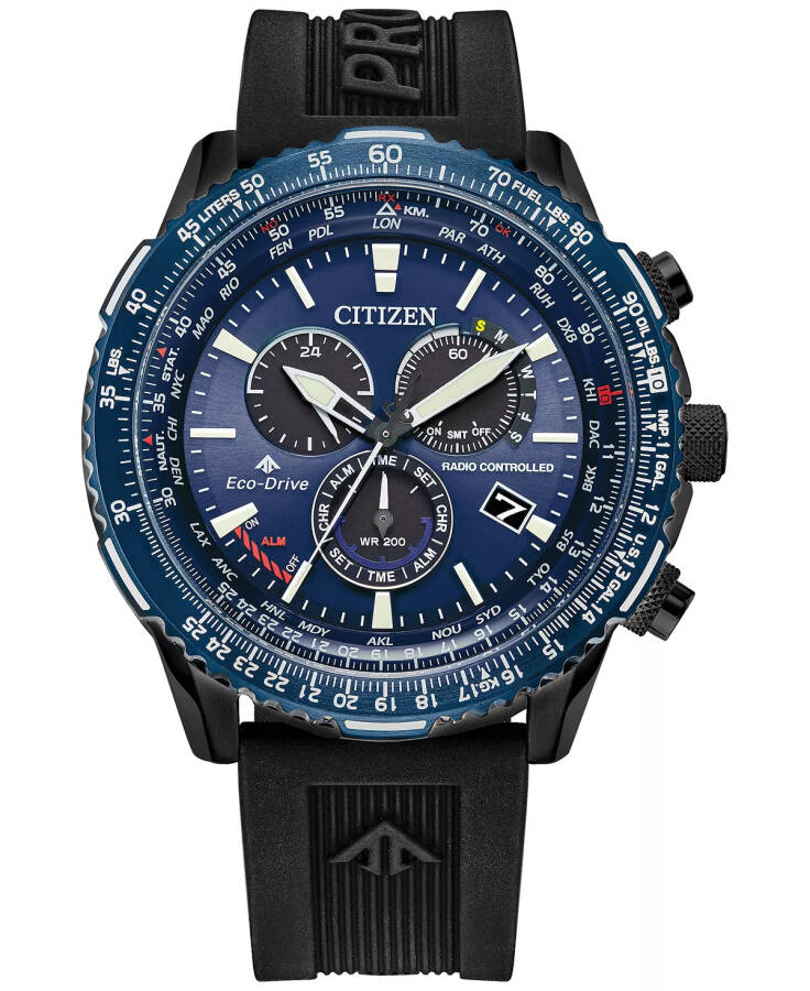 Мужские часы Eco-Drive Chronograph Promaster Sky с черным ремешком 46 мм черный - 1