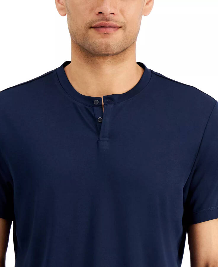 Мужской однотонный Henley, созданный для Modazone Neo Navy - 3