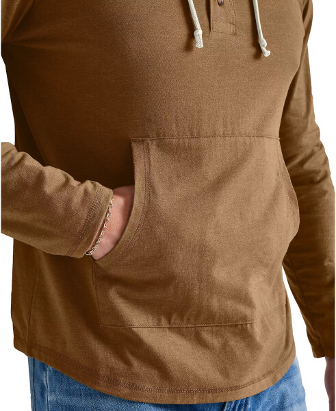 Мужской оригинальный хлопковый свитер с капюшоном Henley Acorn Brown - 3