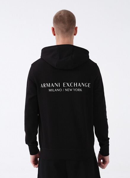 Мужской свитшот Armani Exchange с капюшоном черный 8NZM94 1200-BLACK - 4