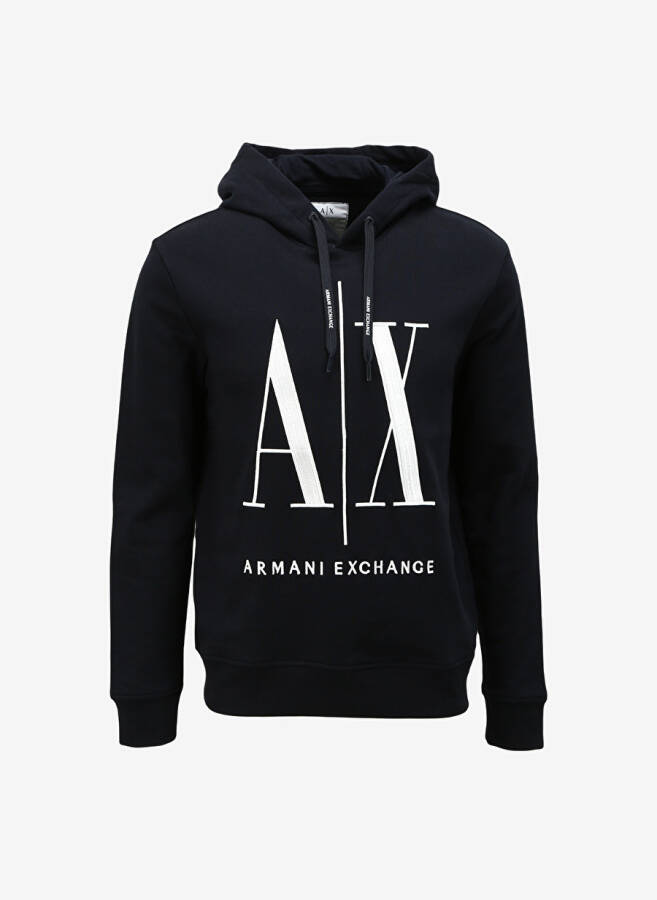 Мужской свитшот Armani Exchange с капюшоном темно-синего цвета 8NZMPC 1510 NAVY - 1