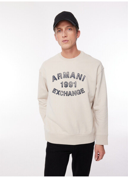 Мужской свитшот Armani Exchange с круглым вырезом бежевого цвета 6RZMGA 1993 MOONSTRUK - 7