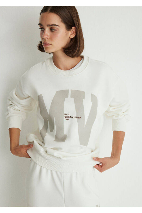 Mv Logo Baskılı Beyaz Sweatshirt 1s10147-70057 - 22