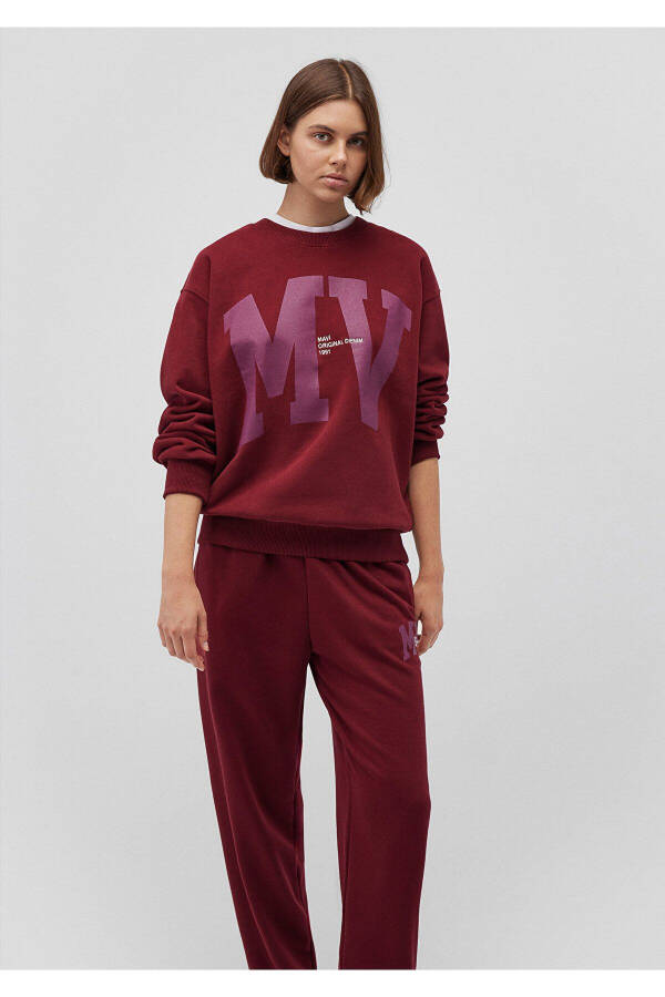 Mv Logo Baskılı Bordo Sweatshirt 1s10147-85633 - 21