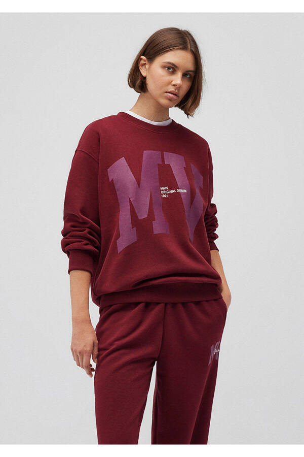 Mv Logo Printed Burgundy Sweatshirt 1s10147-85633 - 1