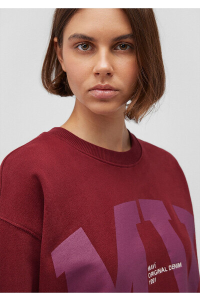 Mv Logo Printed Burgundy Sweatshirt 1s10147-85633 - 5