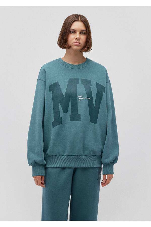 Mv Logo Printed Green Sweatshirt 1s10147-71702 - 21