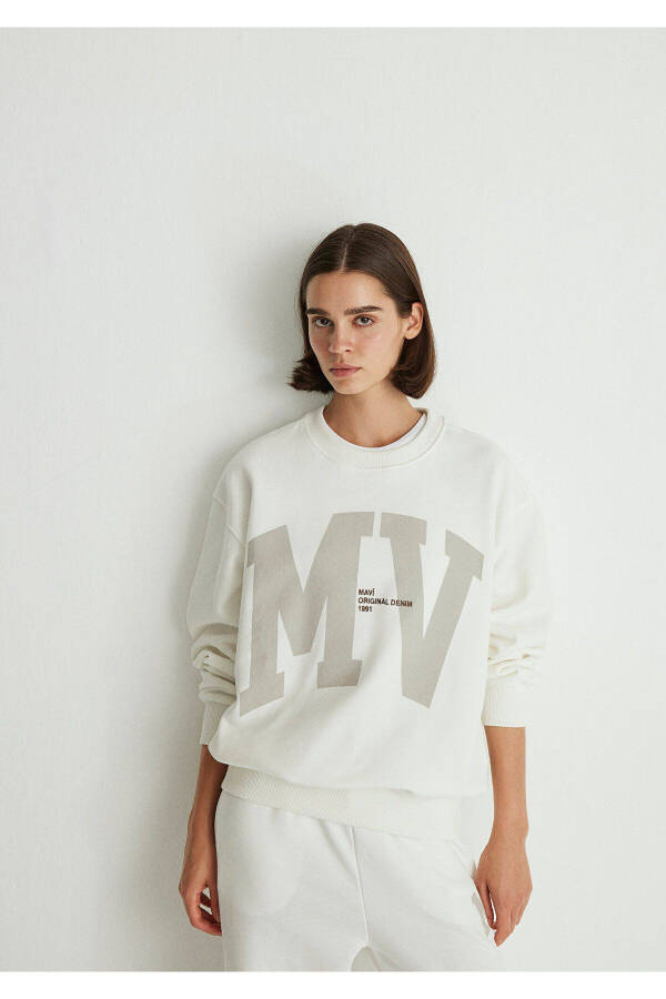 Mv Logo Printed White Sweatshirt 1s10147-70057 - 9