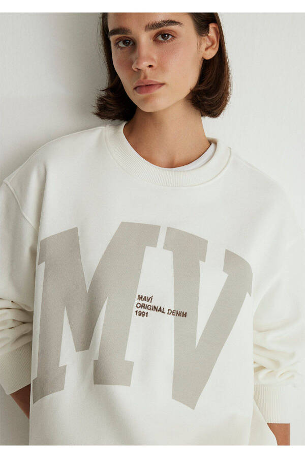 Mv Logo Printed White Sweatshirt 1s10147-70057 - 3