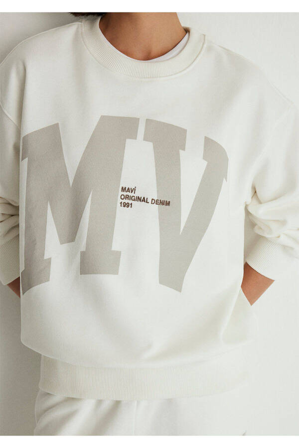 Mv Logo Printed White Sweatshirt 1s10147-70057 - 7