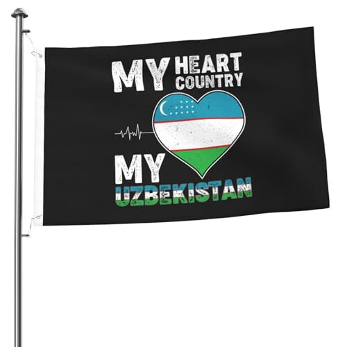 My Heart My Country My Uzbekistan Flags 2x3 Outdoor Banner Vivid Colors Double Sided Flag Polyester Flags For Outside Patio Lawn Decor Flags - 1