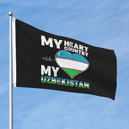 My Heart My Country My Uzbekistan Flags 2x3 Outdoor Banner Vivid Colors Double Sided Flag Polyester Flags For Outside Patio Lawn Decor Flags - 5