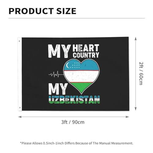 My Heart My Country My Uzbekistan Flags 2x3 Outdoor Banner Vivid Colors Double Sided Flag Polyester Flags For Outside Patio Lawn Decor Flags - 6