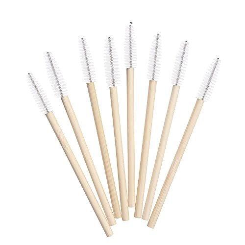 MyAoKuE-UP 100 Pack Bamboo Handle Mascara Wands Disposable Eyelash Brushes Eco-friendly Lash Extension Tool (White) - 5