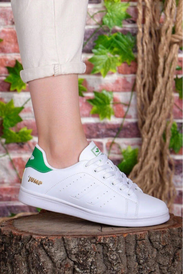 N 15306-07 White Green Unisex Casual Walking Sneakers - 5