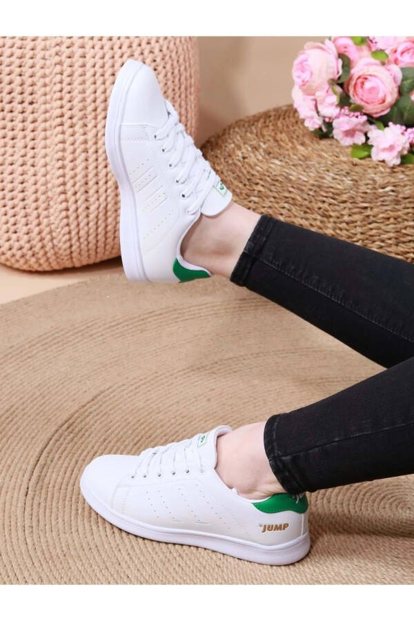 N 15306-07 White Green Unisex Casual Walking Sneakers - 6