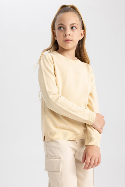 N8505a623au girls' school sweater with a polo collar - 1