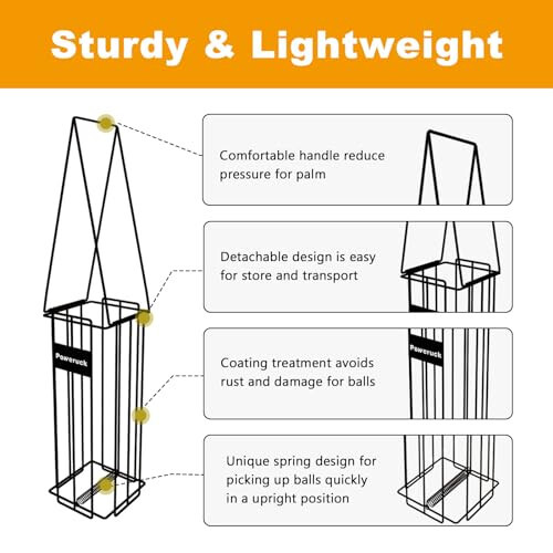 Набор для подачи теннисных мячей для пиклбола Poweruck, держатель для корзины для теннисных мячей для пиклбола с 20 мячами для пиклбола для улицы, идеальное оборудование для корта для начинающих - 6
