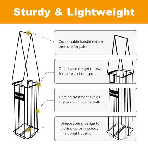 Набор для подачи теннисных мячей для пиклбола Poweruck, держатель для корзины для теннисных мячей для пиклбола с 20 мячами для пиклбола для улицы, идеальное оборудование для корта для начинающих - 6