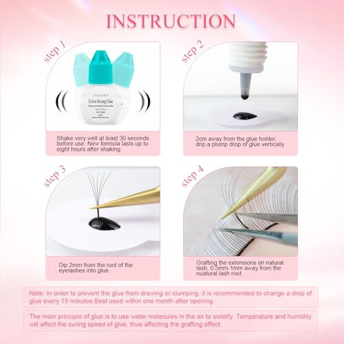 NAGARAKU Extra Strong Eyelash Extension Glue 1s Drying Retention 30 Days 0.17fl Black Lashes Adhesive Gentler Stronger Low Fume Slightly Irritant Storage time 8 Months Professional Use Only - 6