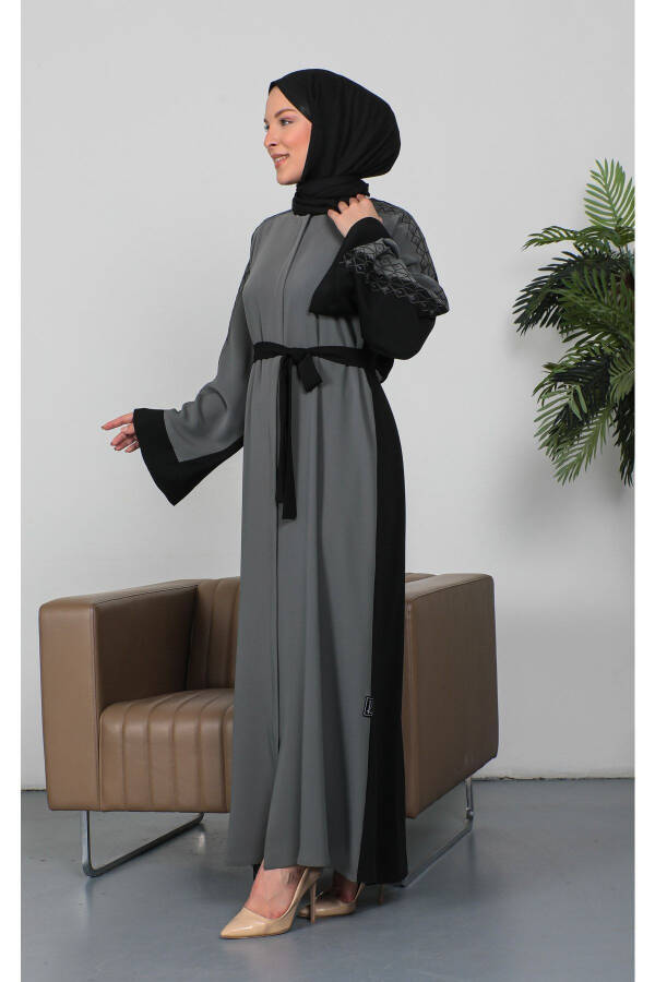 Nakışlı Cupra Kumaş Abaya - 6