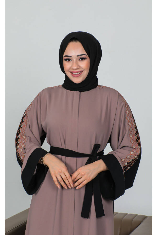 Nakışlı Cupra Kumaş Abaya - 8