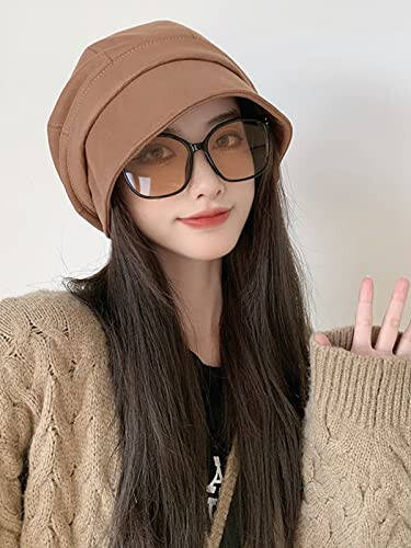 Nanwansu Women Visor Beret Cap Newsboy Hat Lady Baker Hat Cotton Sun Hat - 4