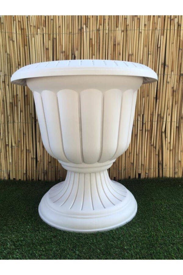 Narcissus Pot 47,6x47,4 Cm 25,3 Lt Cream Pot Leg Pot Plastic Pot Flower Pot Garden Pot - 1