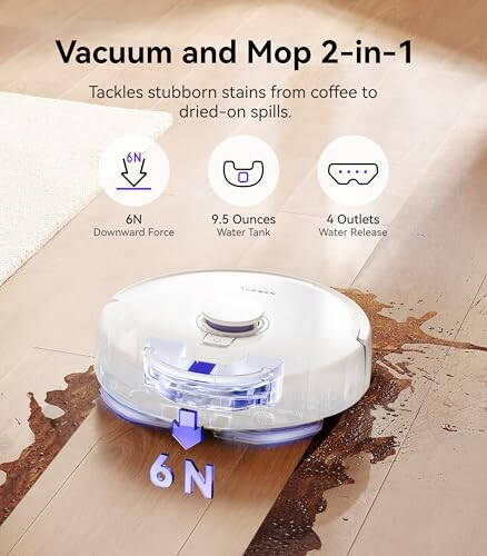 NARWAL Freo X Plus Robot Vacuum and Mop, 7-Week Dust Storage, Zero Tangles, 7800Pa Suction, Mopping, Tri-Laser Obstacle Avoidance, LiDAR Navigation, Multi-Floor Mapping, Works with Alexa, App Control - 5