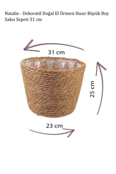 Natalie - Decorative Natural Hand-Woven Wicker Large Planter Basket 31 Cm - 24