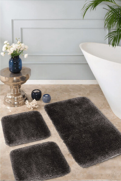 Natural Non-Slip Base Smoke Sheepline Smoke 3-Piece Bathroom Rug Mat 1 Piece 60x100 - 2 Pieces 60x50 - 1