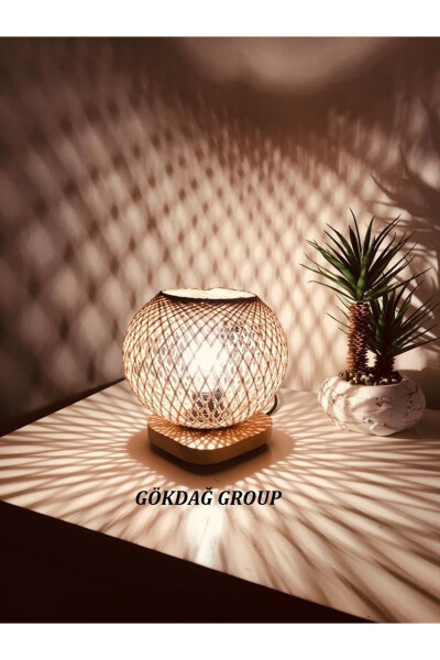 Natural Wood Lampshade Jute Wicker Headlight Floor Lamp Lighting - 4