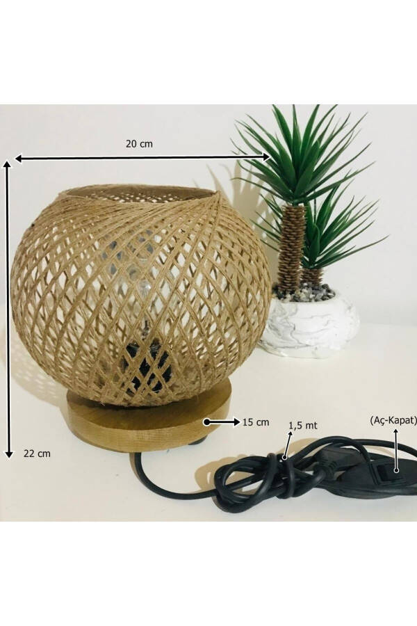 Natural Wood Lampshade Jute Wicker Headlight Floor Lamp Lighting - 5